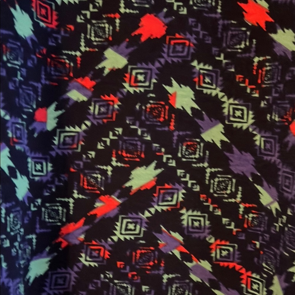 LuLaRoe High Low Dress - Black, Red, Purple, Green Pattern